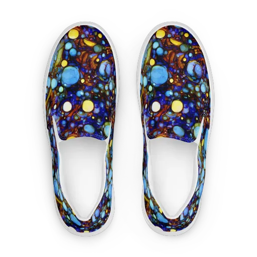 Blue Fireworks on a Women's Slip-On Canvas Shoes