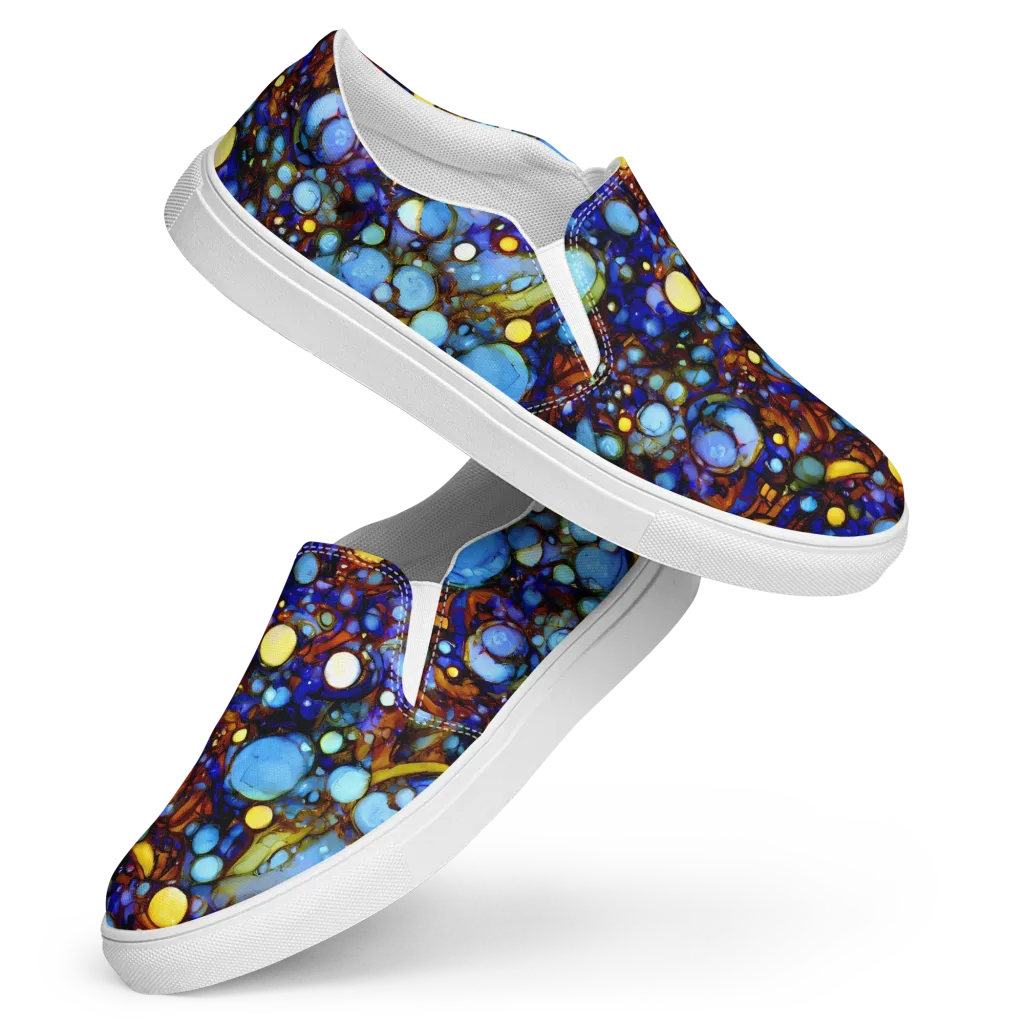 Blue Fireworks on Women's Slip-On Canvas Shoes — Front