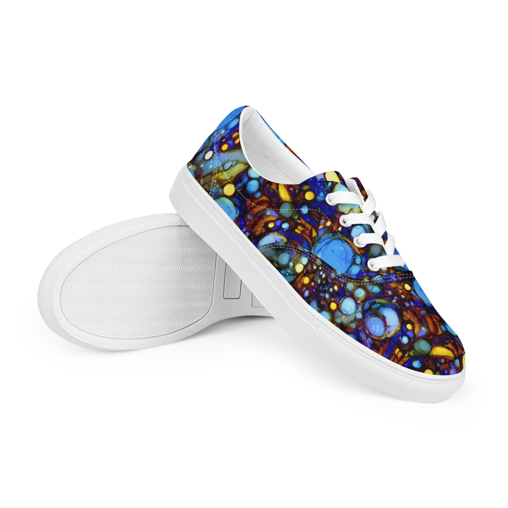 Blue Fireworks on Men's Lace-Up Canvas Shoes — Right Front