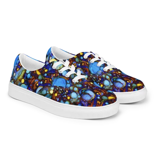 Blue Fireworks on a Men's Lace-Up Canvas Shoes
