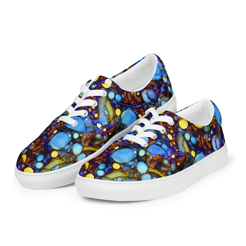Blue Fireworks on Men's Lace-Up Canvas Shoes — Left Front