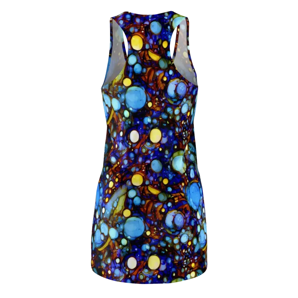 Blue Fireworks on Racerback Dress — Back