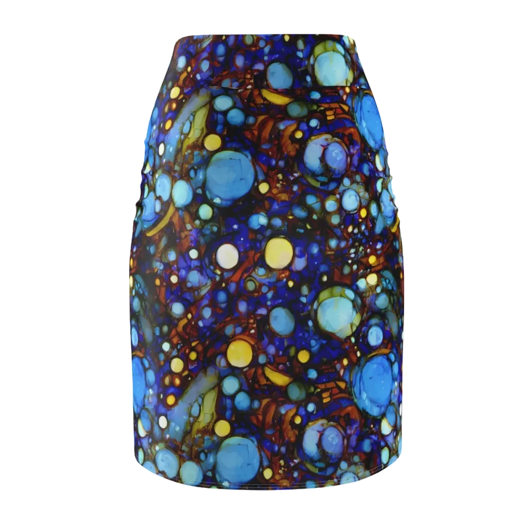 Blue Fireworks on Pencil Skirt — Back