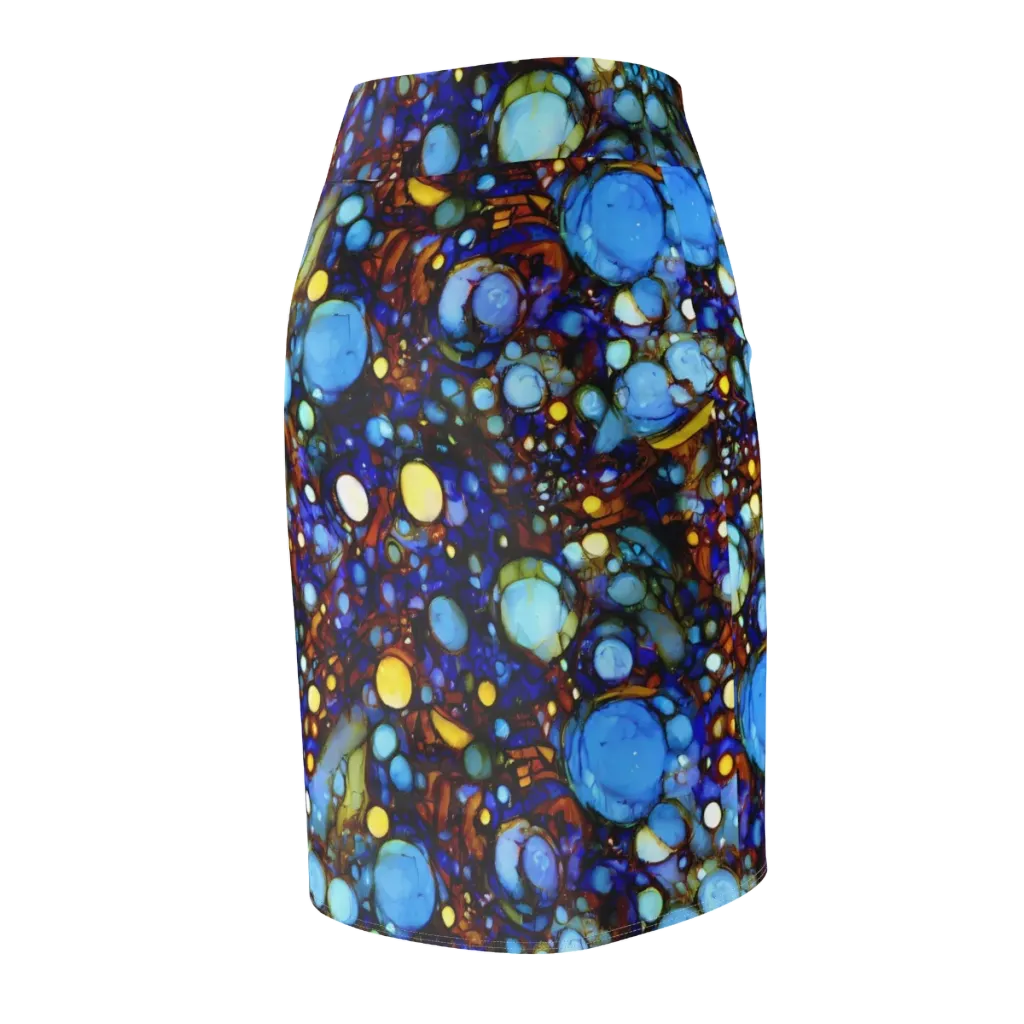 Blue Fireworks on Pencil Skirt — Back Side