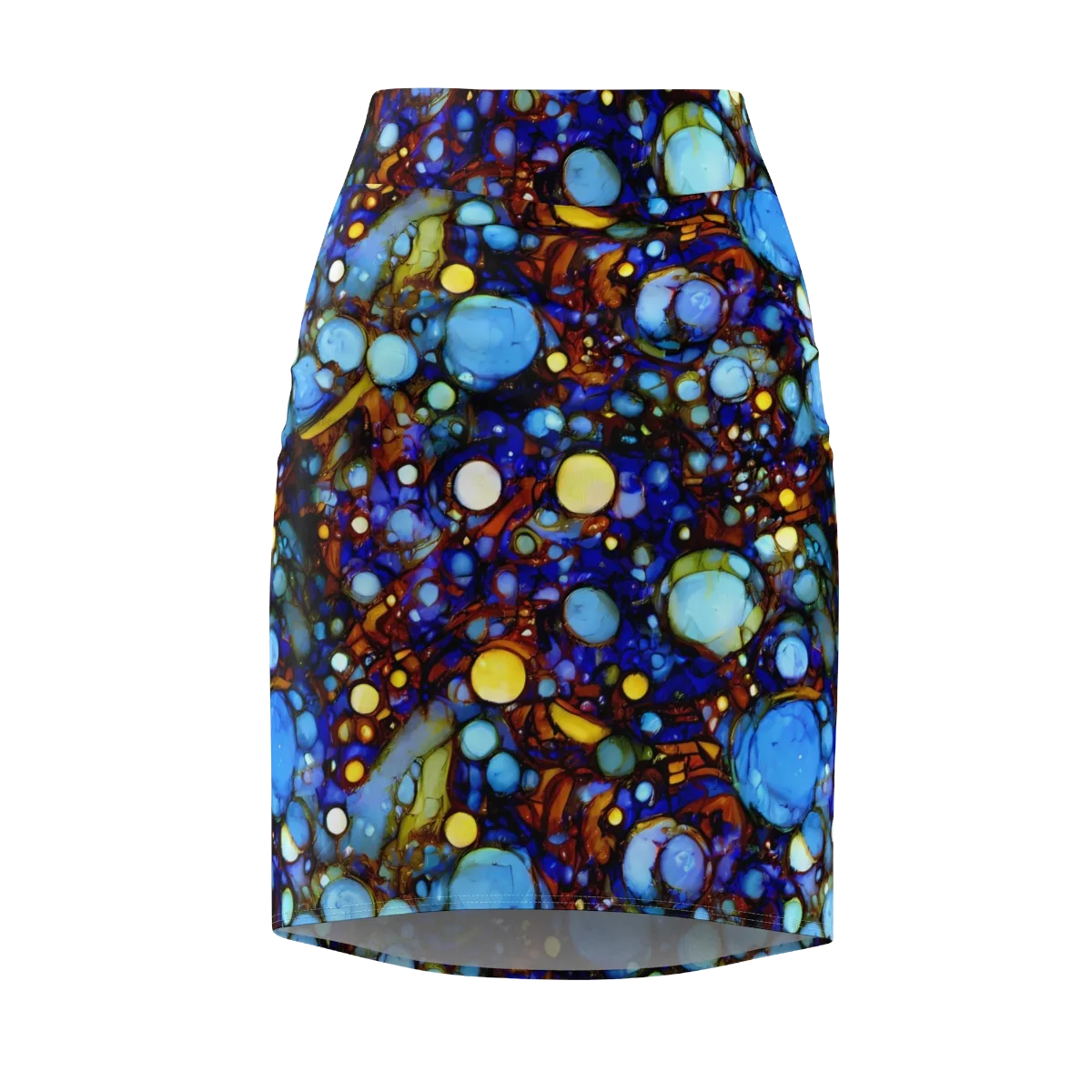 Blue Fireworks on Pencil Skirt — Front