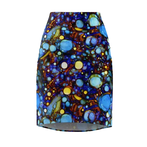 Blue Fireworks on a Pencil Skirt