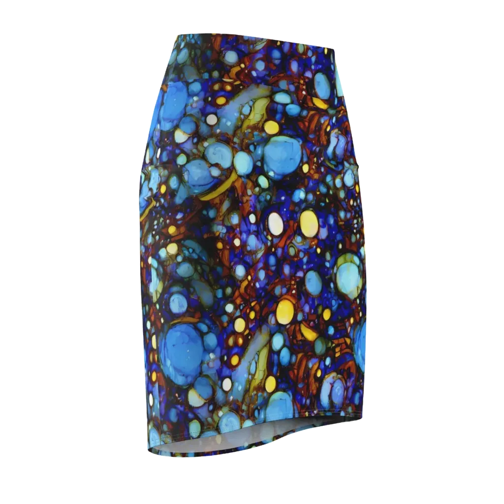 Blue Fireworks on Pencil Skirt — Front Side