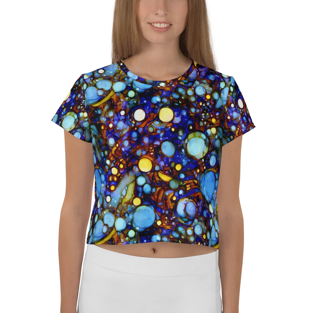 Blue Fireworks on Crop Tee — Front