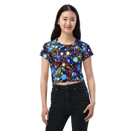 Blue Fireworks on a Crop Tee