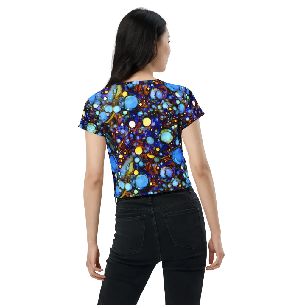 Blue Fireworks on Crop Tee — Back