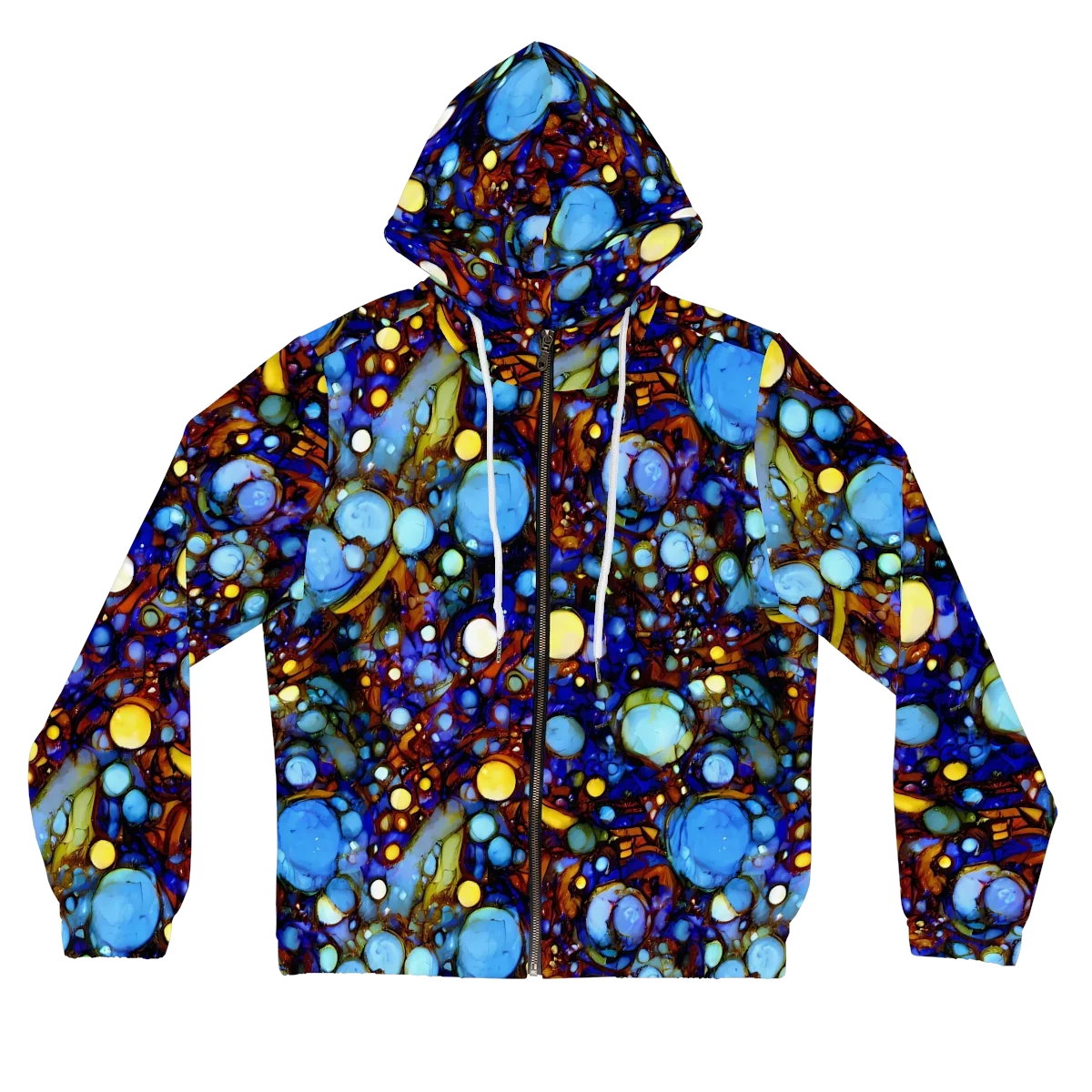 Blue Fireworks on Women's Full-Zip Hoodie — Front