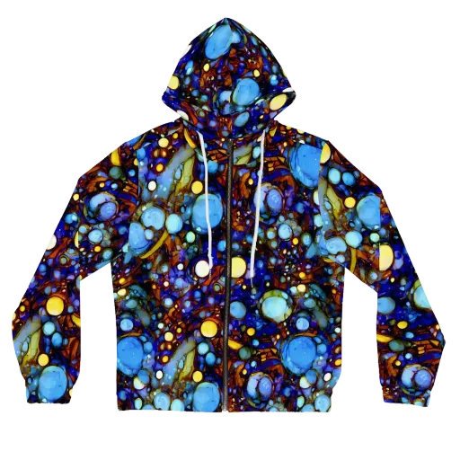 Blue Fireworks on a Women's Full-Zip Hoodie