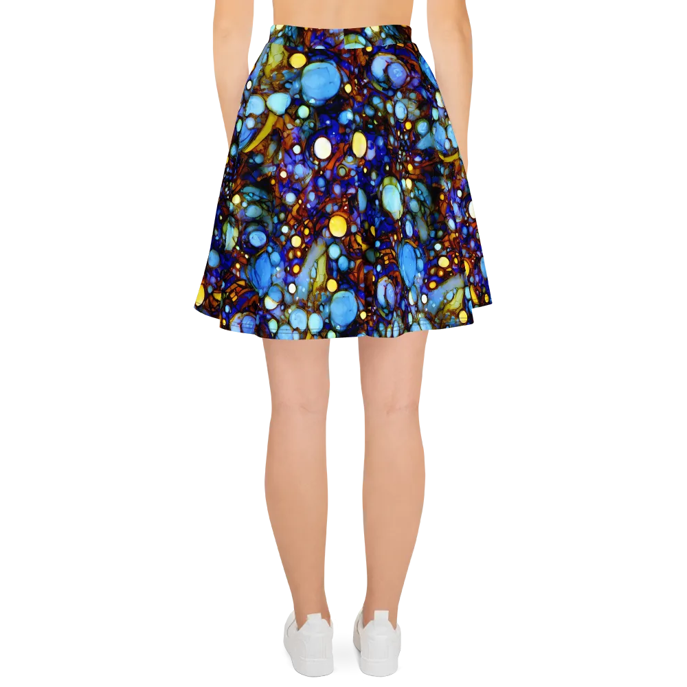 Blue Fireworks on Skater Skirt — Back