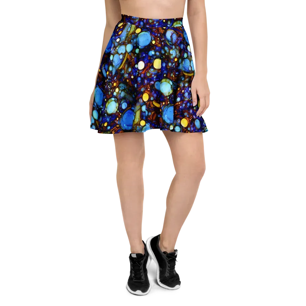 Blue Fireworks on Skater Skirt — Front