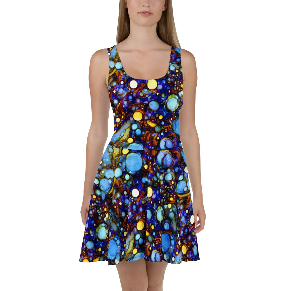 Blue Fireworks on Skater Dress — Front