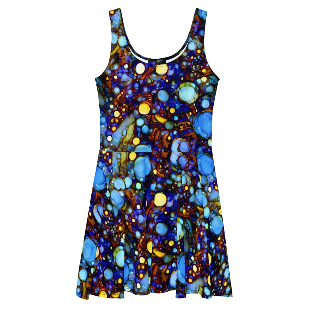 Blue Fireworks on Skater Dress — Front