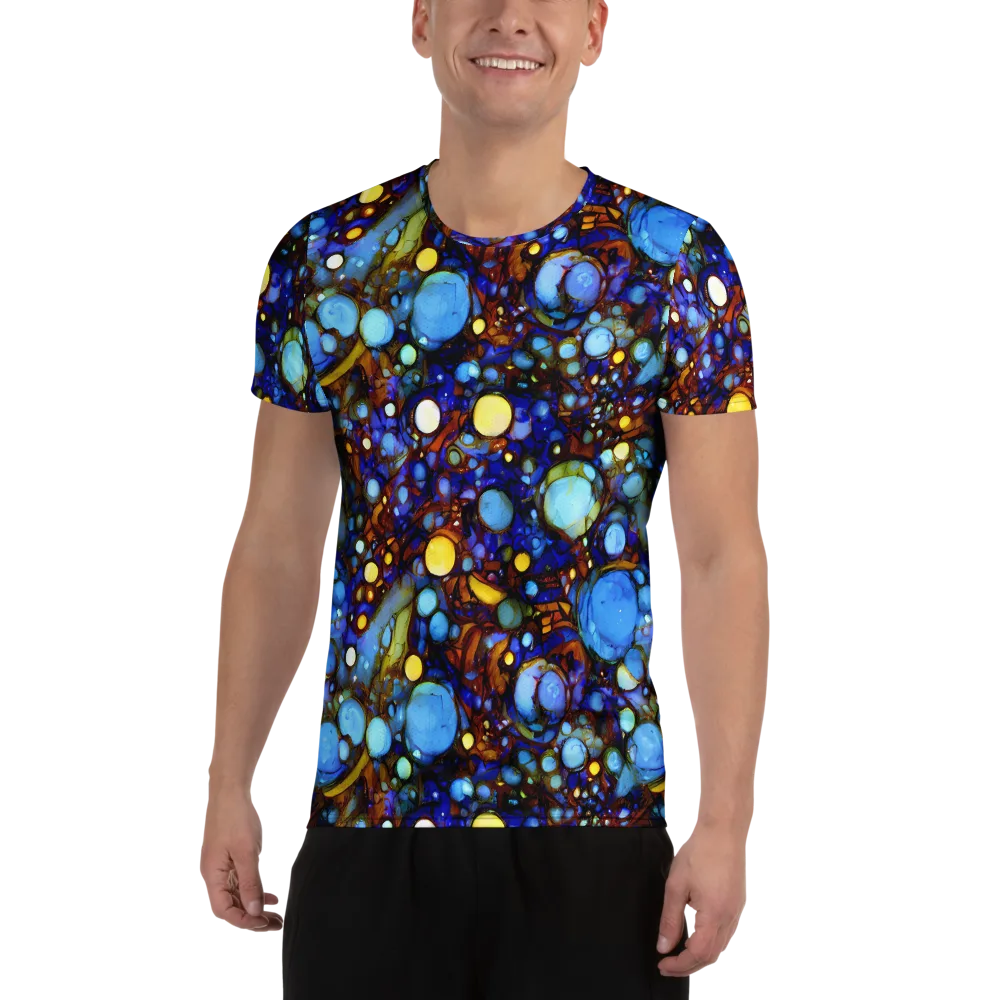 Blue Fireworks on Men's Athletic T-Shirt — Front