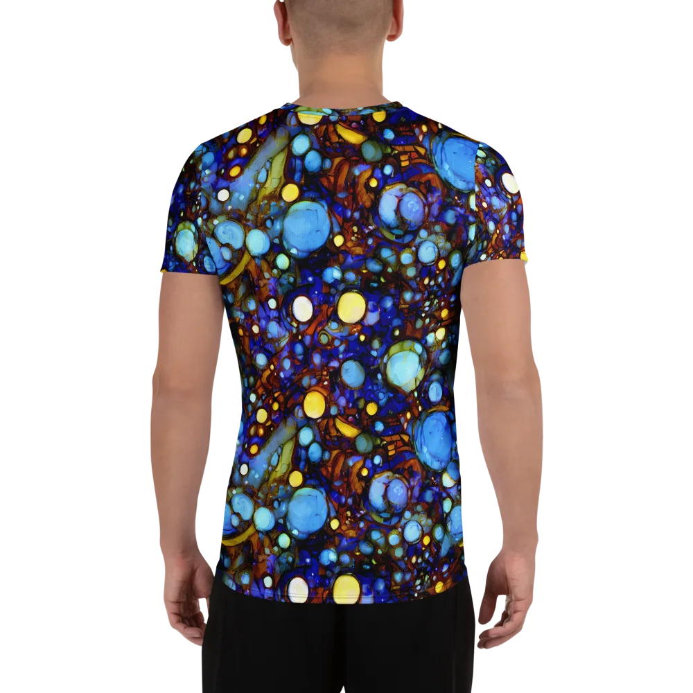 Blue Fireworks on Men's Athletic T-Shirt — Back