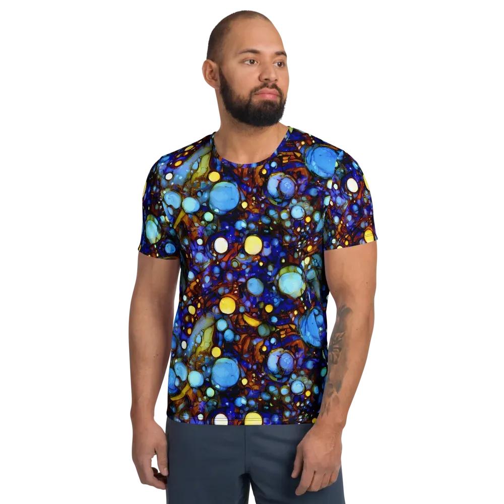 Blue Fireworks on Men's Athletic T-Shirt — Front