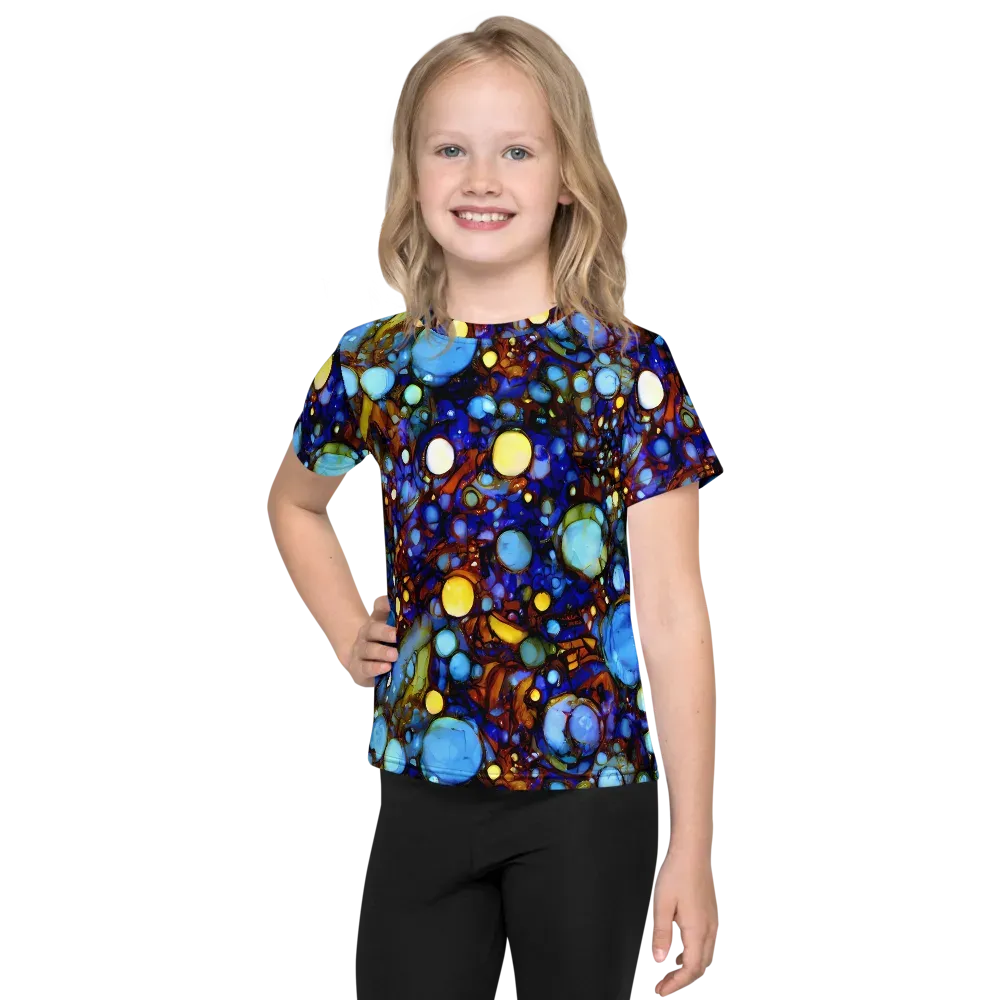 Blue Fireworks on Kids Crew Neck T-Shirt — Front