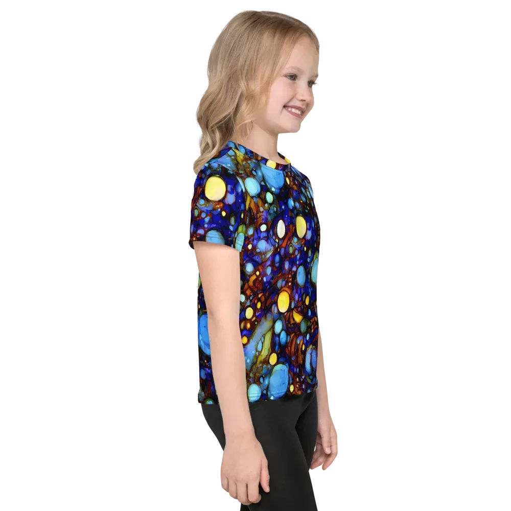 Blue Fireworks on Kids Crew Neck T-Shirt — Right