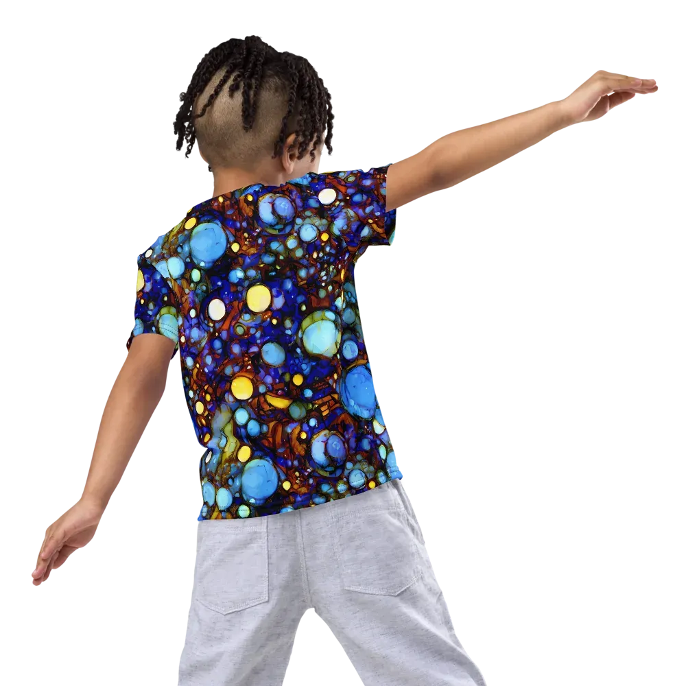 Blue Fireworks on Kids Crew Neck T-Shirt — Back