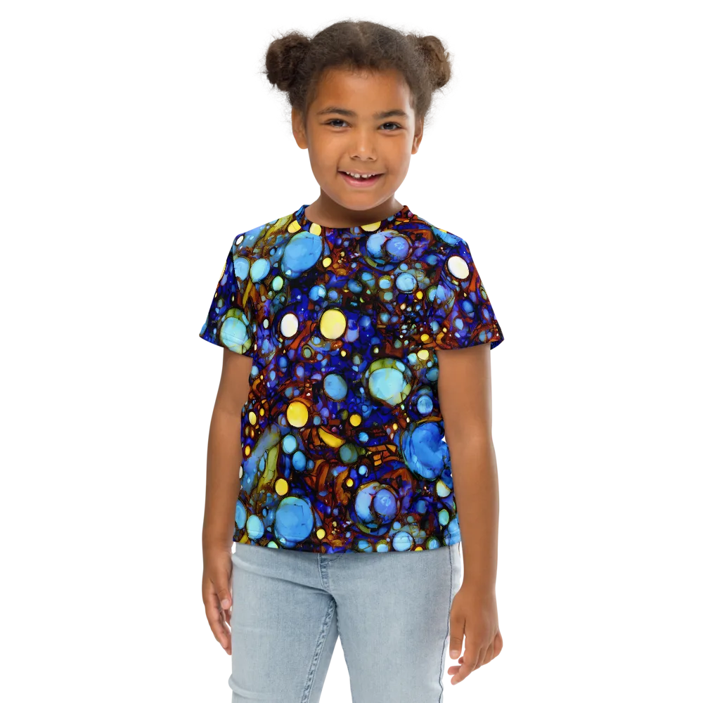 Blue Fireworks on Kids Crew Neck T-Shirt — Front