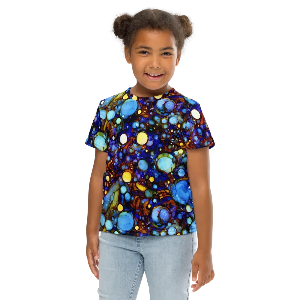 Blue Fireworks on Kids Crew Neck T-Shirt — Front