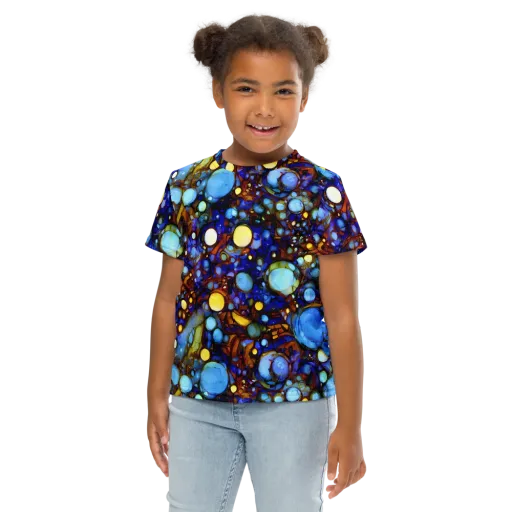 Blue Fireworks on a Kids Crew Neck T-Shirt