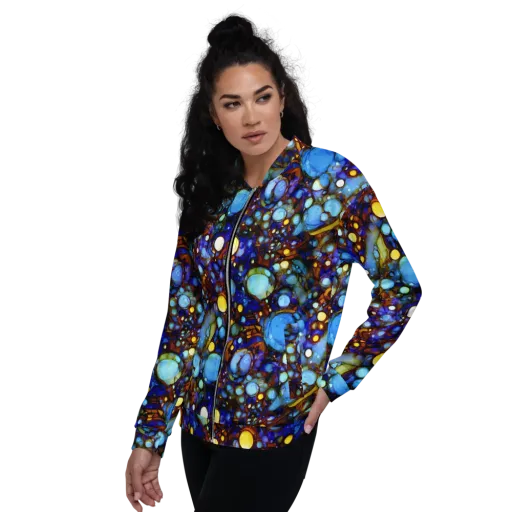 Blue Fireworks on a Bomber Jacket