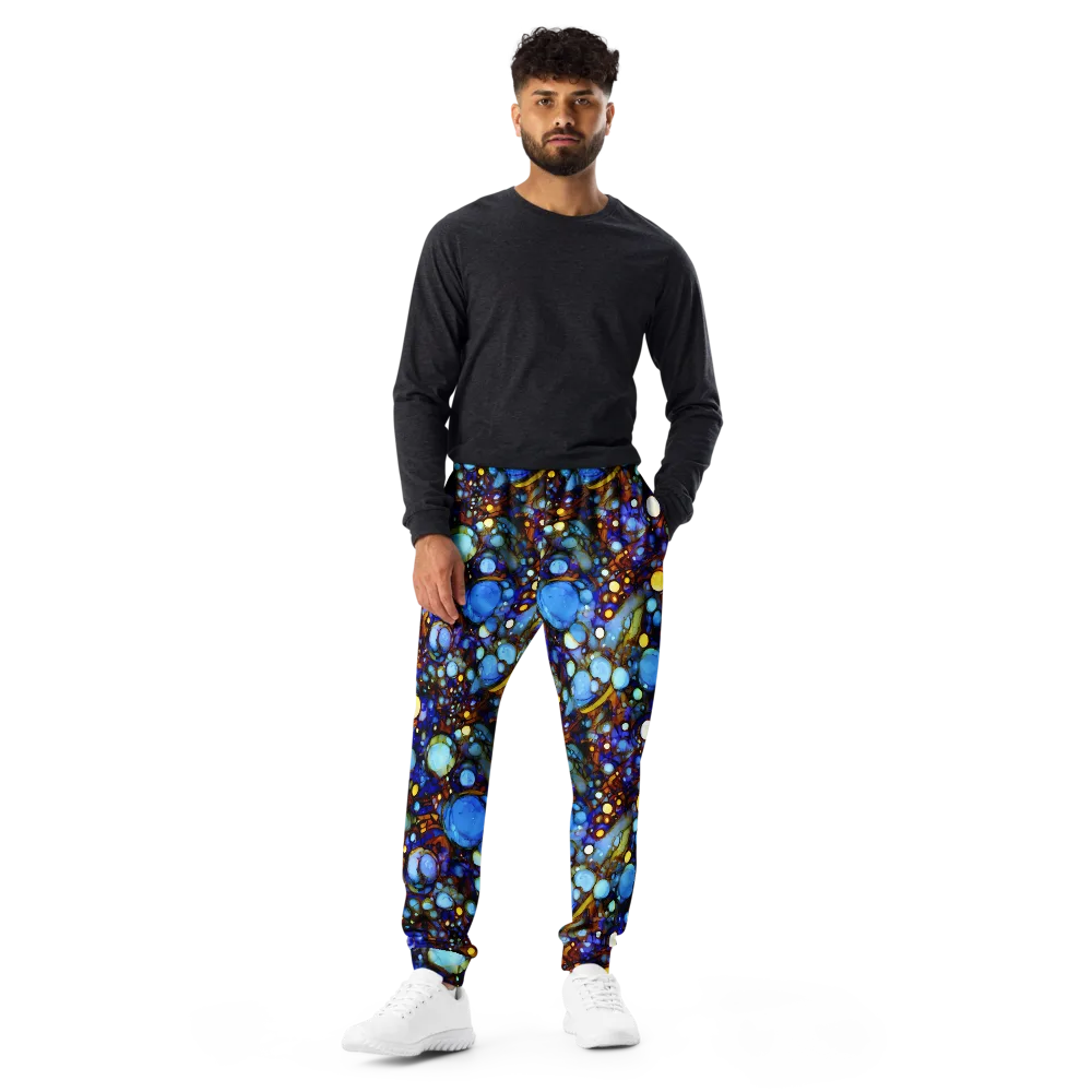 Blue Fireworks on Men's Joggers — Front