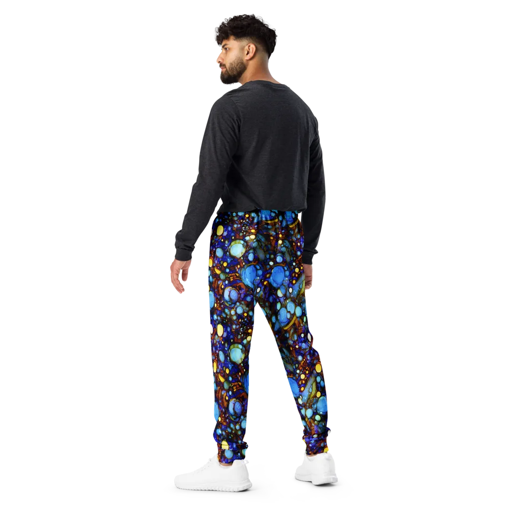 Blue Fireworks on Men's Joggers — Back