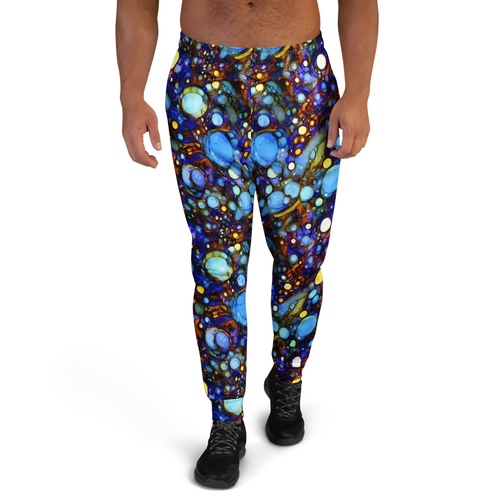 Blue Fireworks on Men's Joggers — Front