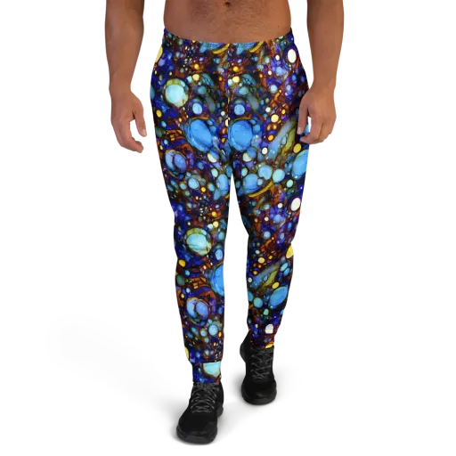 Blue Fireworks on a Men's Joggers