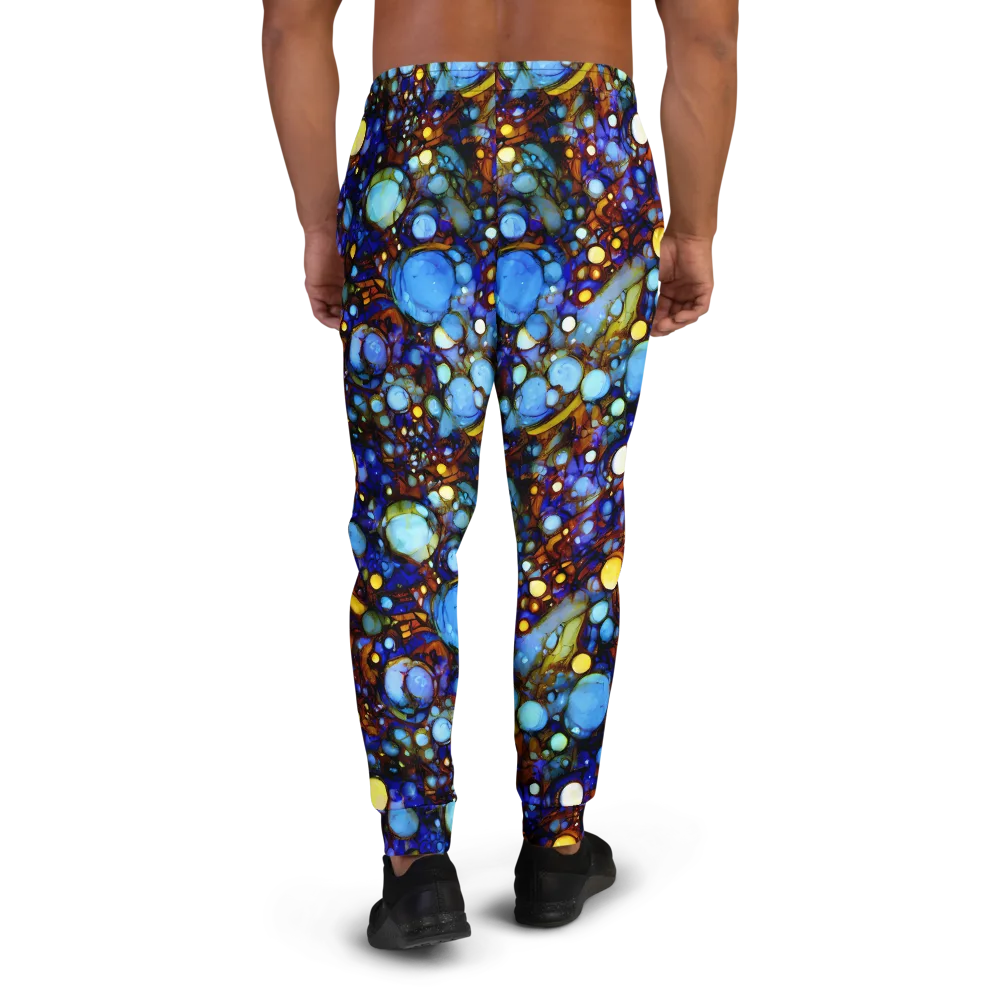 Blue Fireworks on Men's Joggers — Back