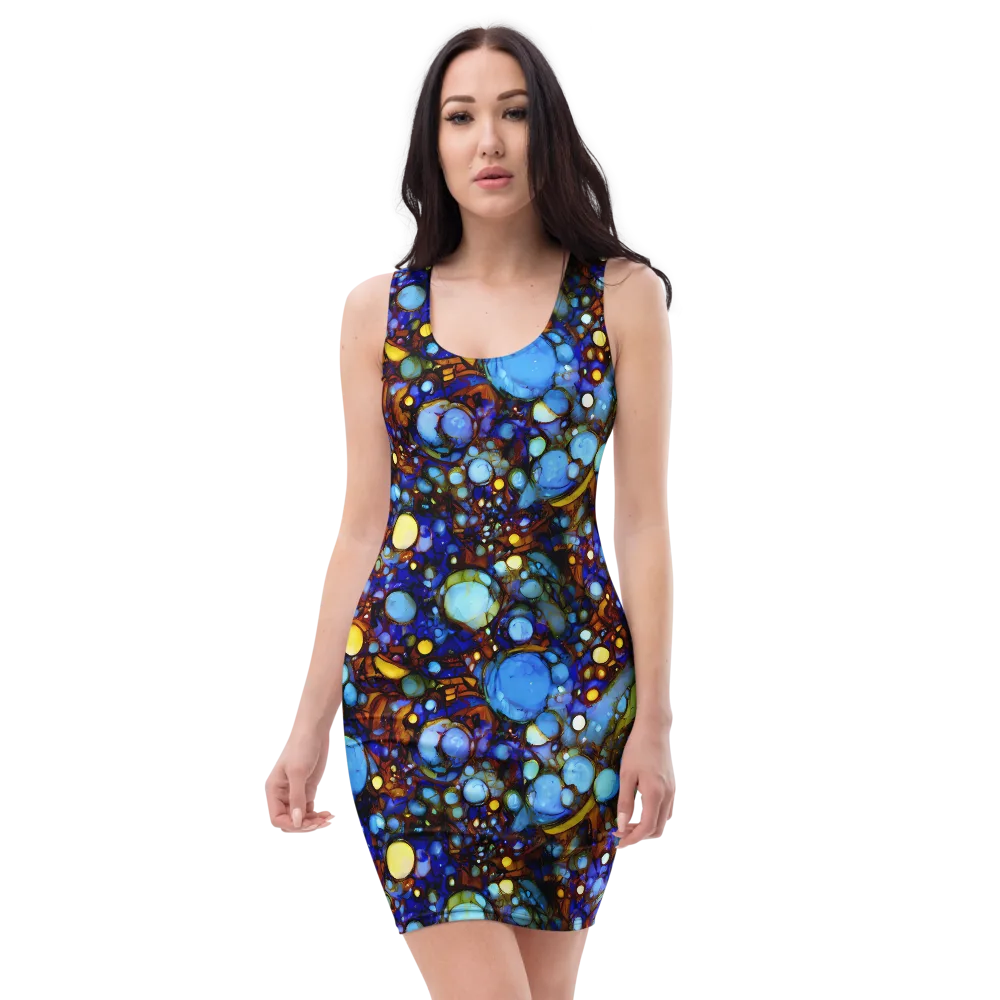 Blue Fireworks on Bodycon Dress — Front