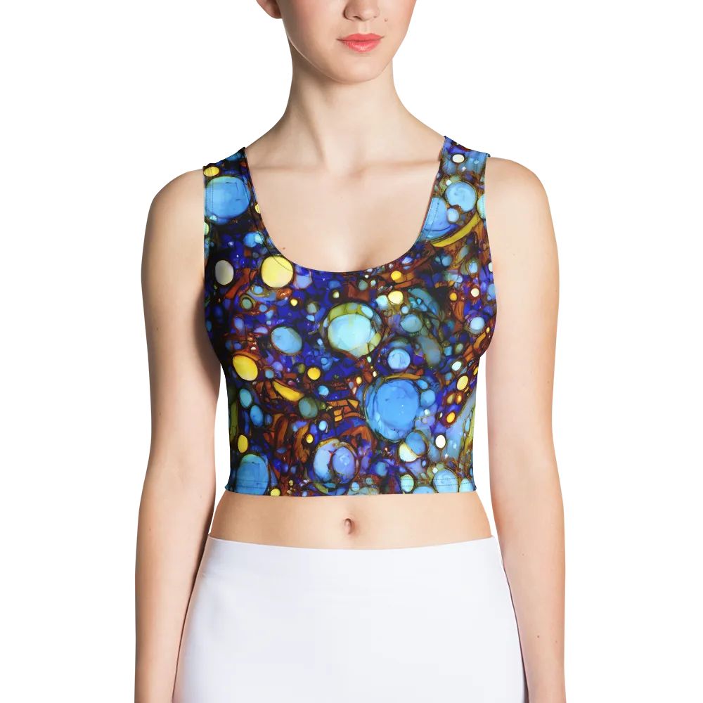 Blue Fireworks on Crop Top — Front