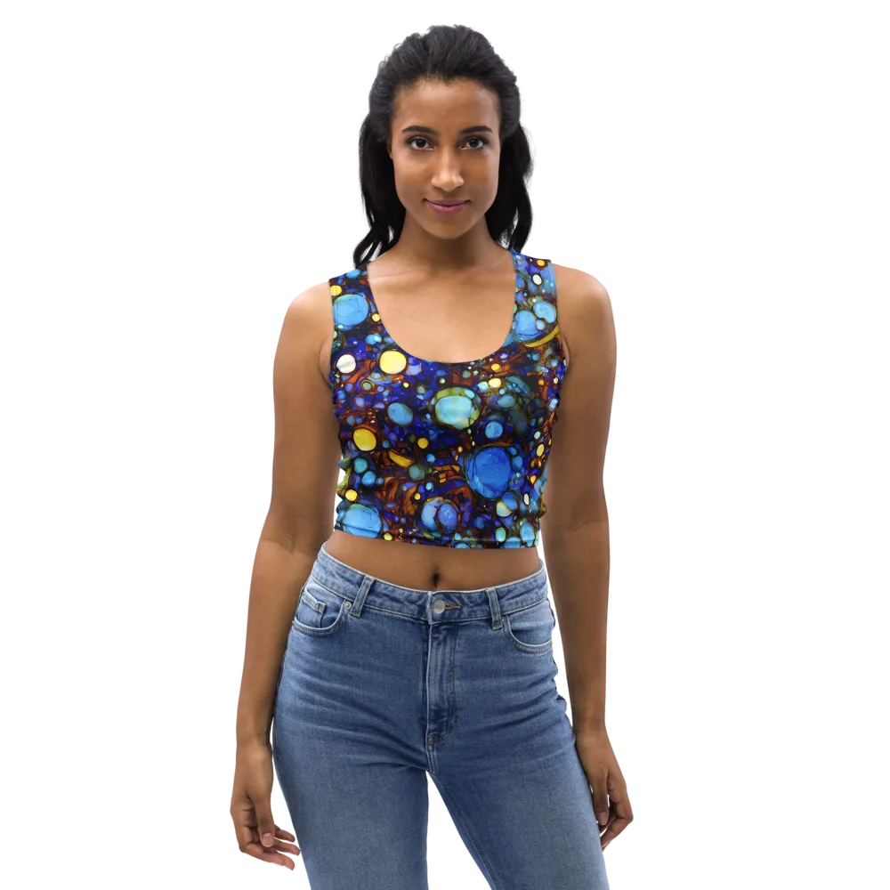 Blue Fireworks on Crop Top — Front