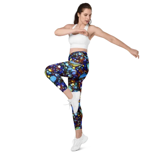 Blue Fireworks on a Leggings with Pockets