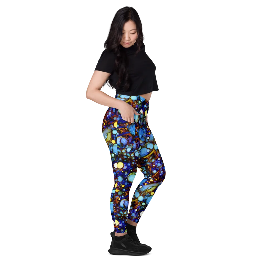 Blue Fireworks on Leggings with Pockets — Right