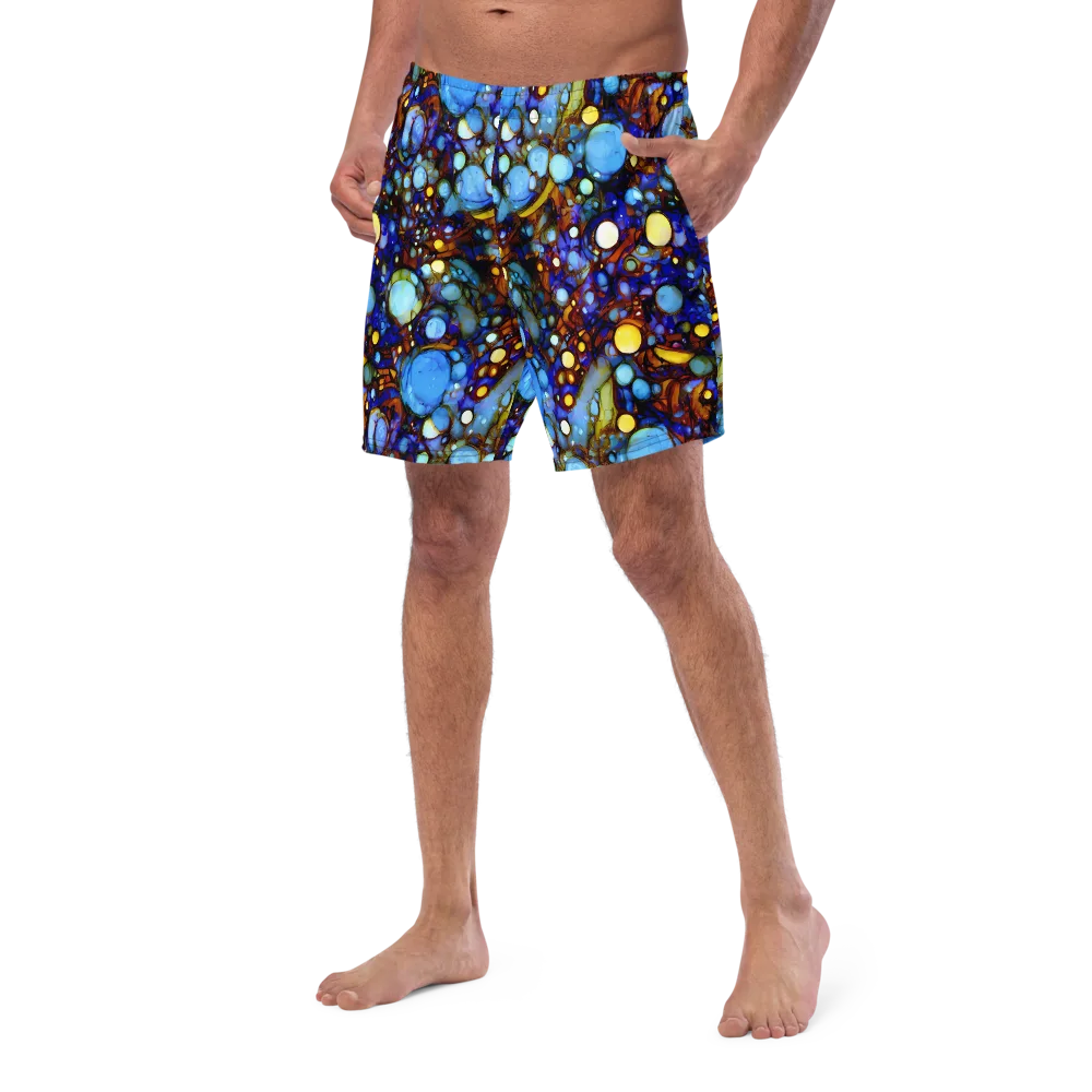 Blue Fireworks on Swim Trunks — Left Front