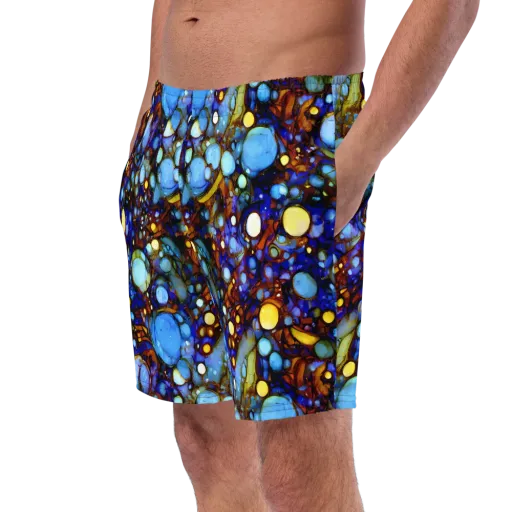 Blue Fireworks on a Swim Trunks