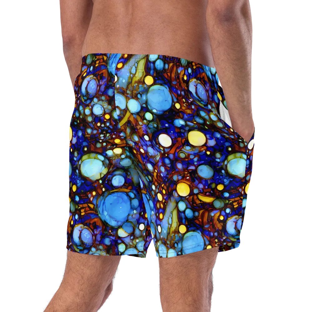 Blue Fireworks on Swim Trunks — Right Back