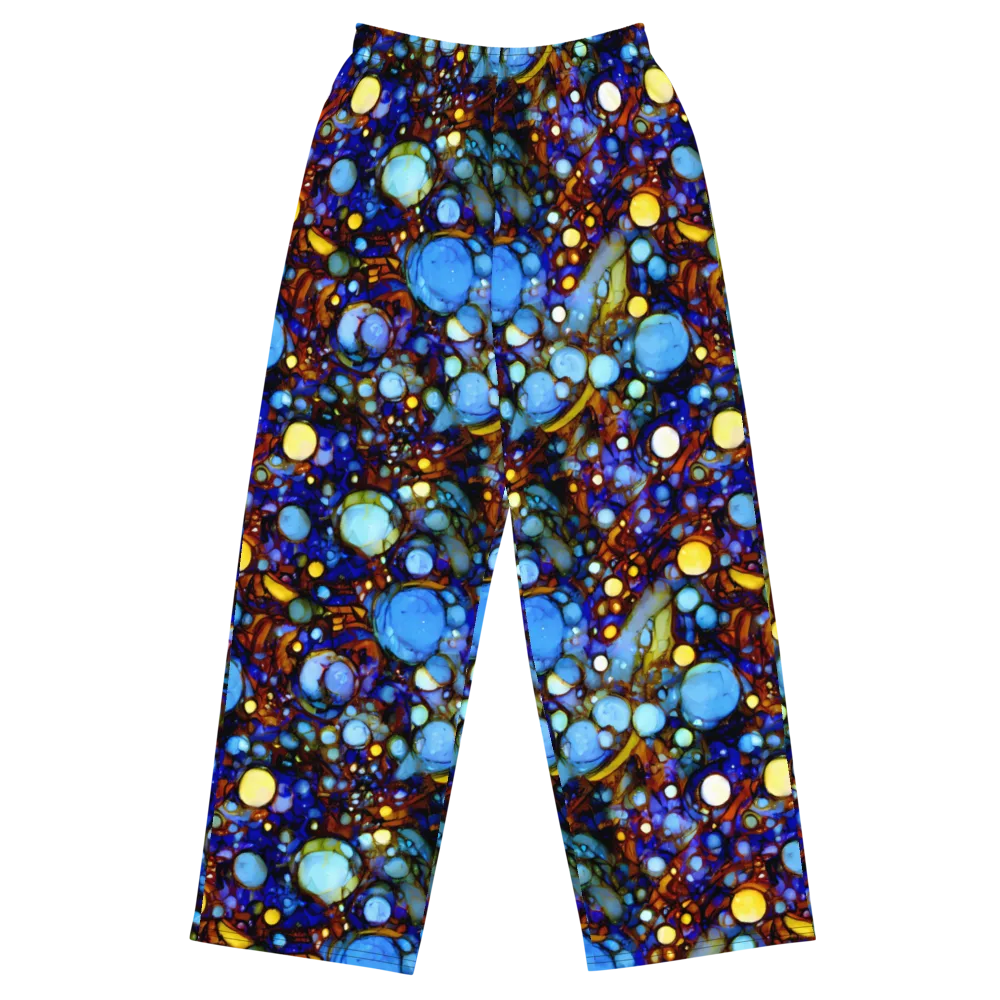 Blue Fireworks on Wide-Leg Pants — Front