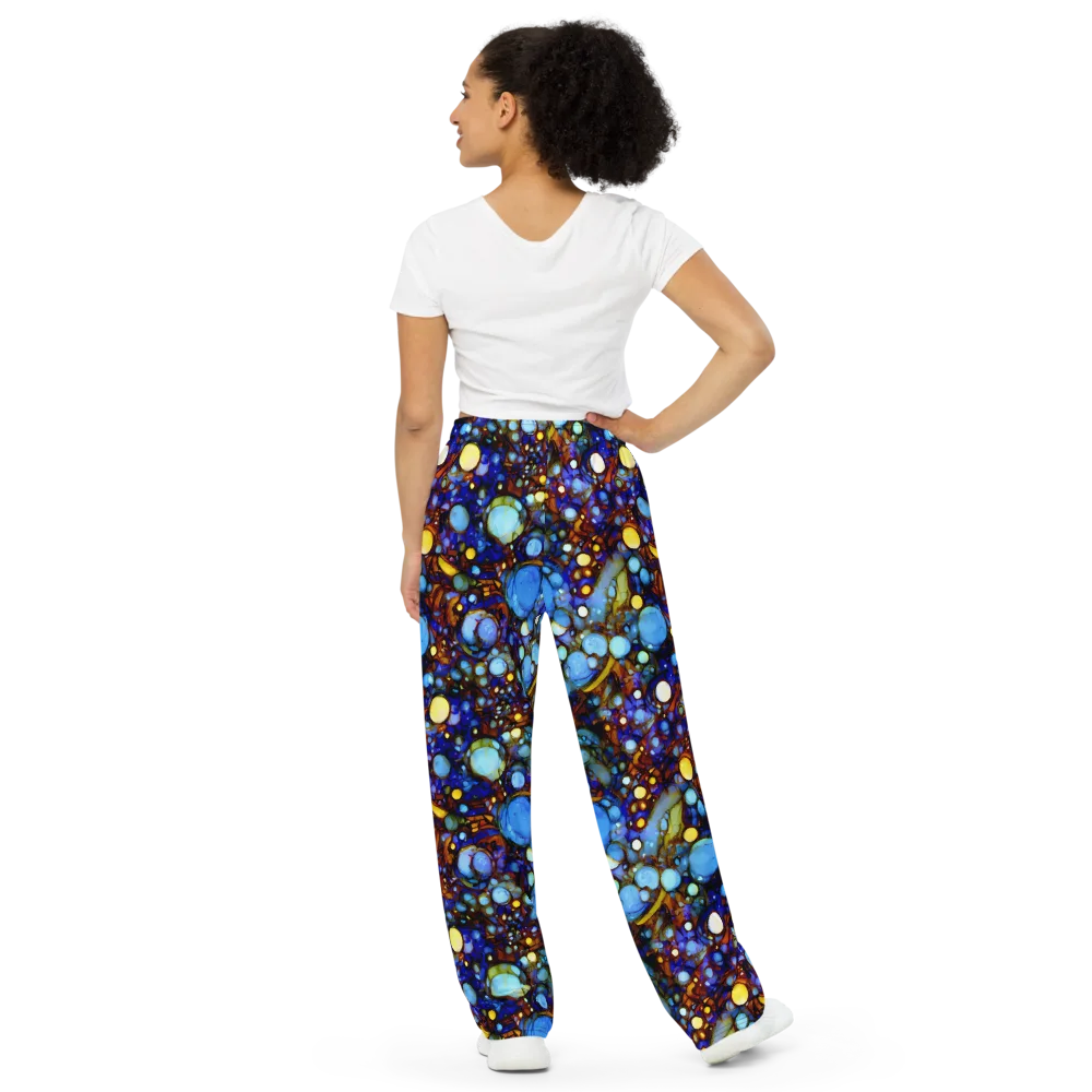 Blue Fireworks on Wide-Leg Pants — Back