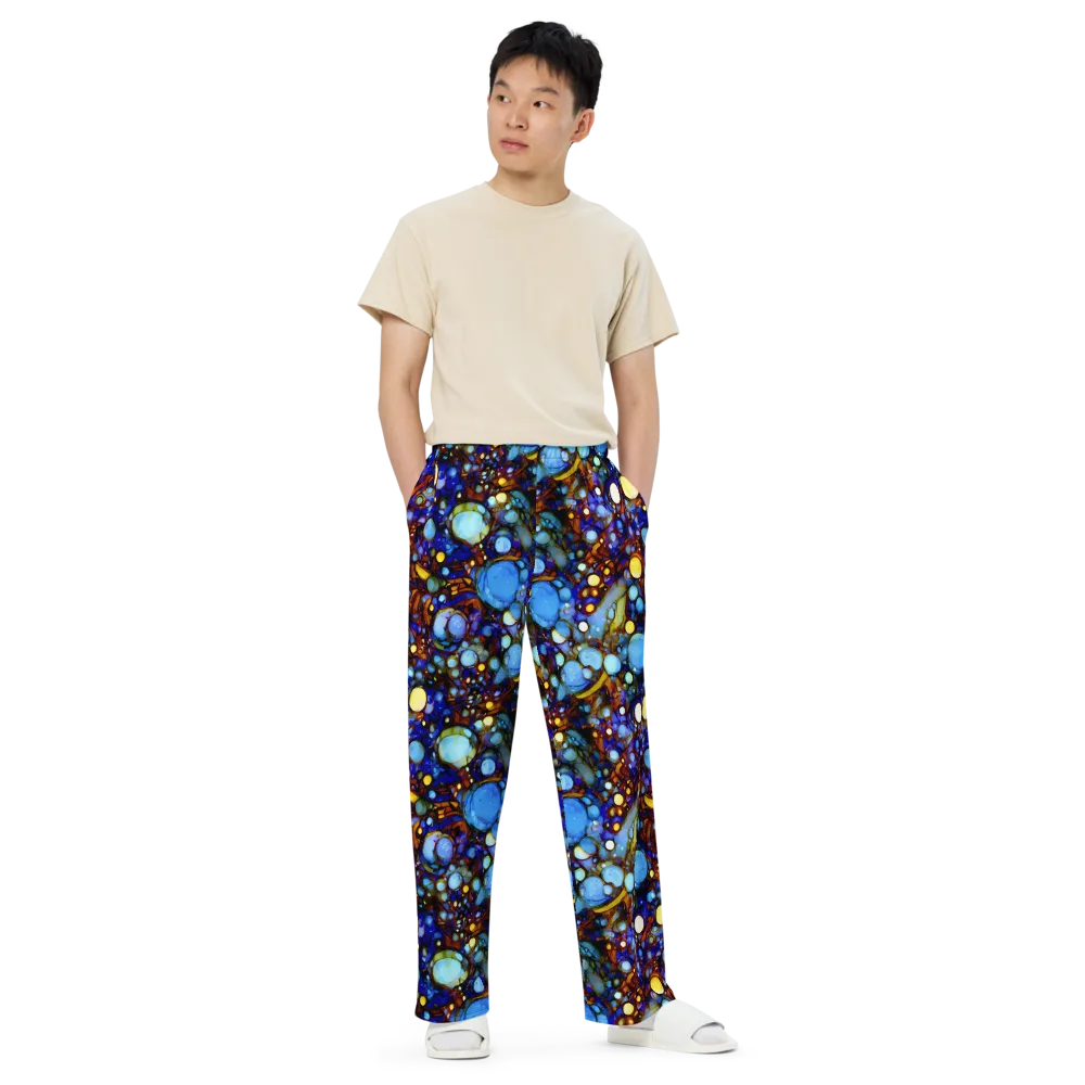 Blue Fireworks on Wide-Leg Pants — Front
