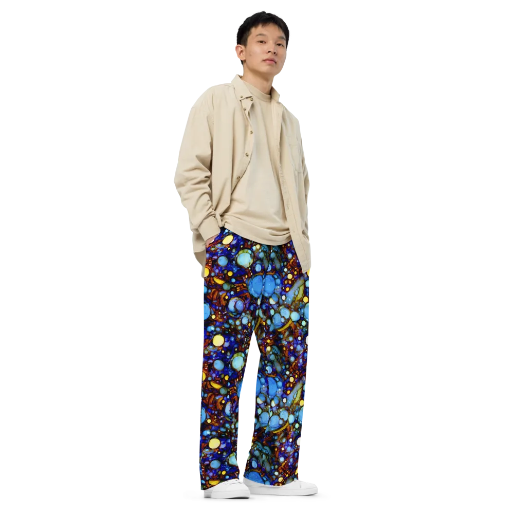 Blue Fireworks on Wide-Leg Pants — Right Front