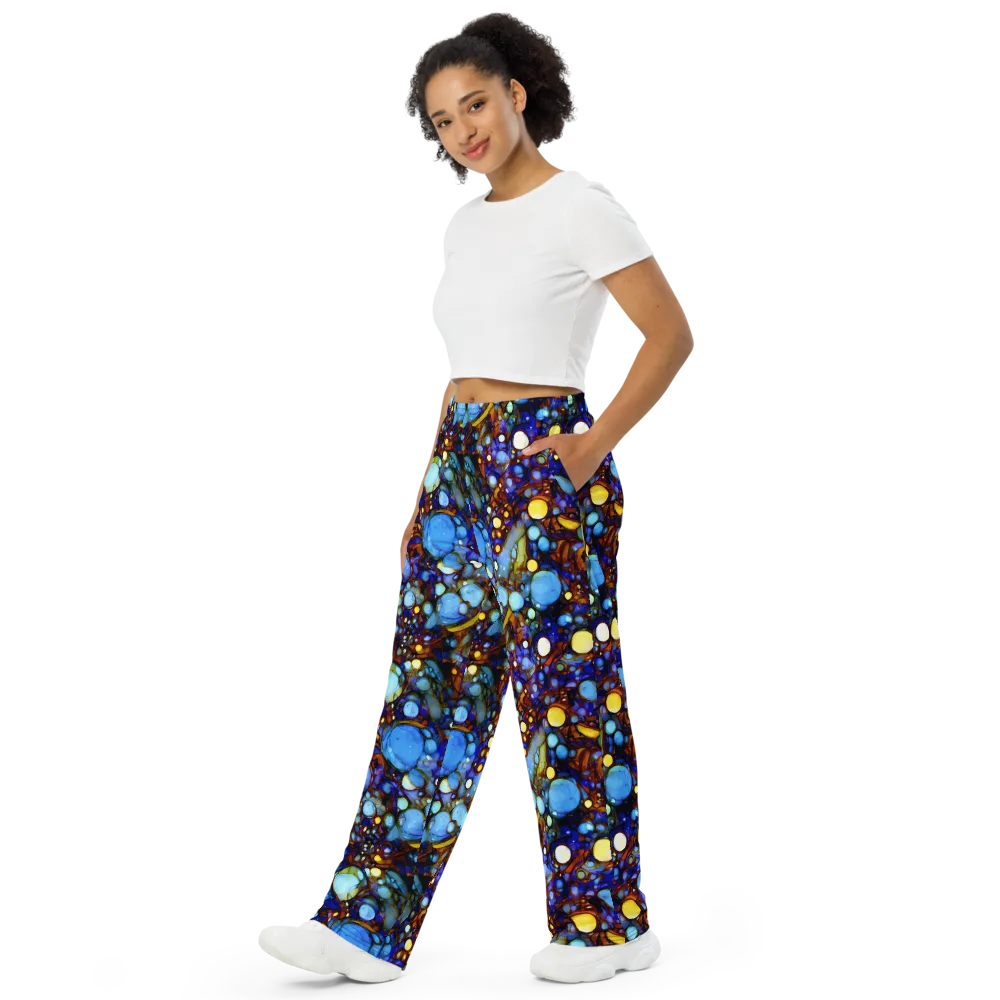 Blue Fireworks on Wide-Leg Pants — Left Front
