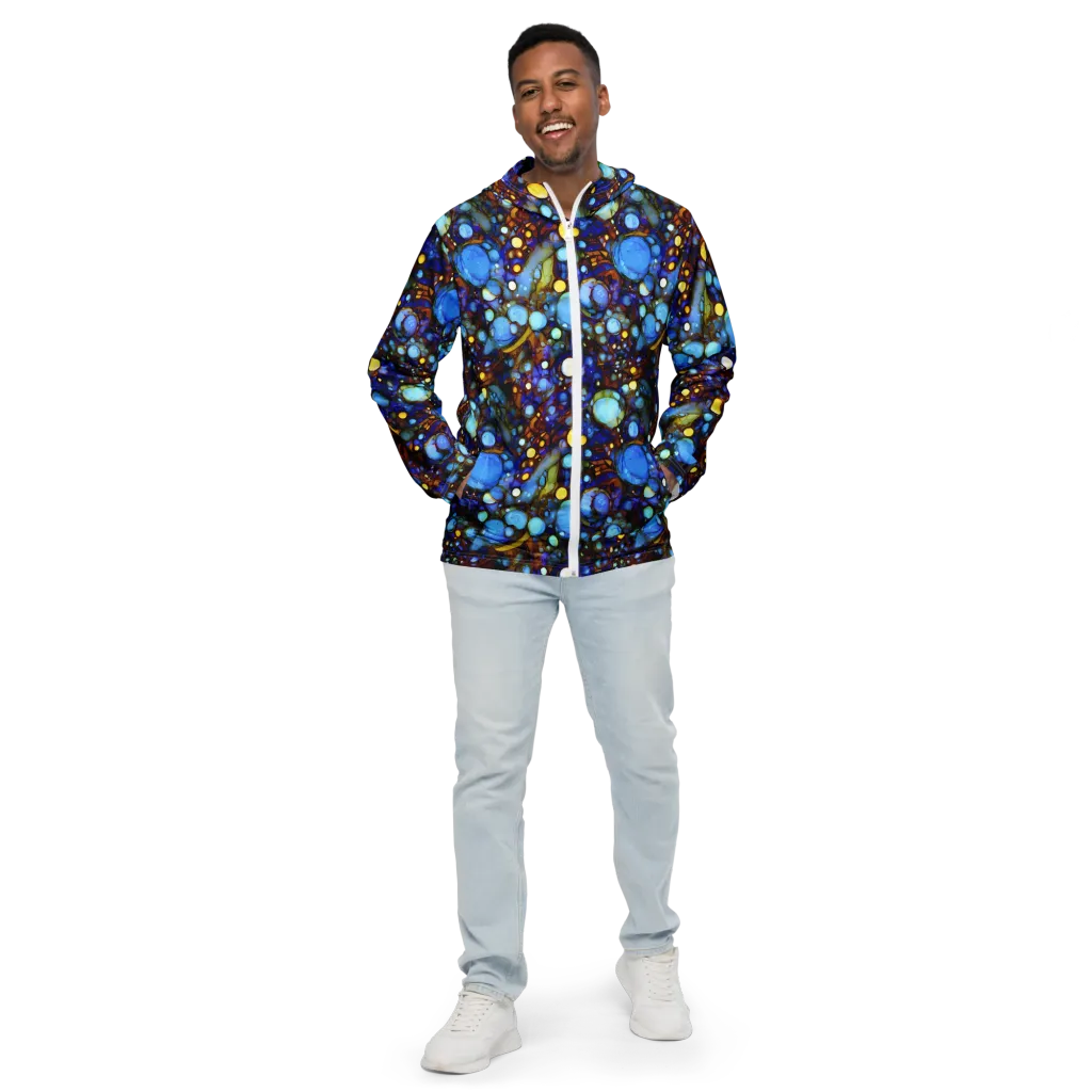 Blue Fireworks on Men's Windbreaker — Front