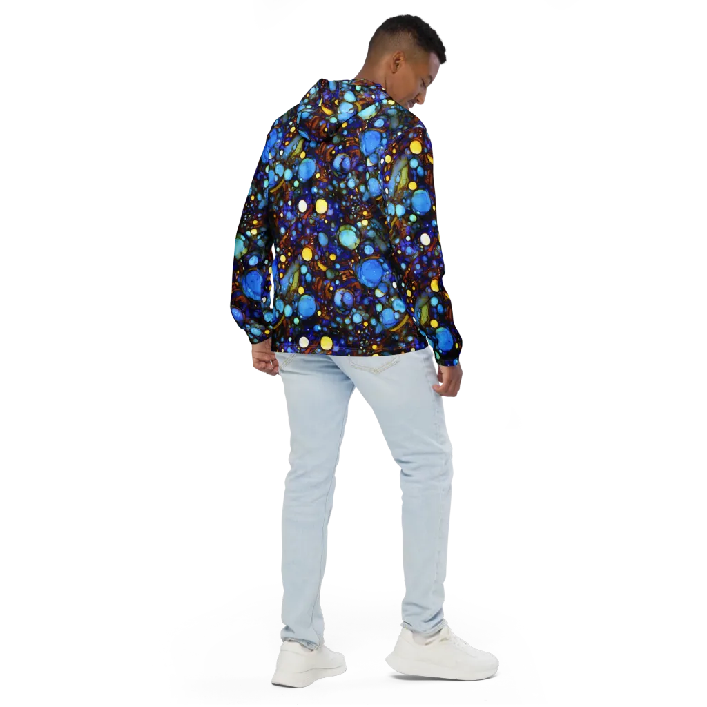 Blue Fireworks on Men's Windbreaker — Back